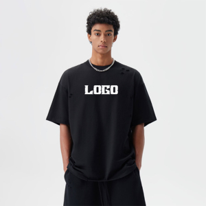 เสื้อยืดสตรีทแวร์ผ้าคอตตอนหนา 300GSM ทรงโอเวอร์ไซส์ สไตล์วินเทจ ลุคทำเก่า พิมพ์ลายตามสั่ง สำหรับผู้ชาย - Product Image 4