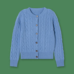 Cardigan décontracté d'hiver respirant en coton doux, couleur unie, col en V, logo personnalisable sur le devant, pour un port confortable, pull pour femme - Product Image 2