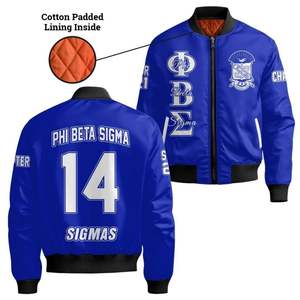 Chaqueta de Satén Azul Phi Beta Sigma 1914, Chaqueta Universitaria Personalizada de la Fraternidad Griega Big Sigma - Product Image 4