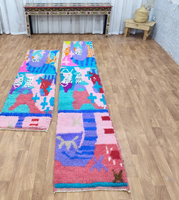 Tapis berbère Tribal coloré et personnalisé en laine véritable, style marocain
