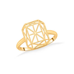 Gold Plated Adjustable <b>Crystal</b> Cage Cocktail <b>Ring</b> - Product Image 3