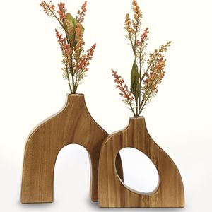 Vase à fleurs en bois de style vintage Parfait pour les fleurs fraîches Idéal pour les mariages rustiques et la décoration intérieure Vase en bois fabriqué à la main - Product Image 1