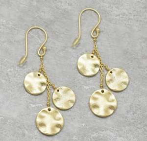 Pendientes colgantes de latón chapados en oro ecológicos hechos a mano para mujer, joyería de regalo artesanal natural con forma ovalada - Product Image 5
