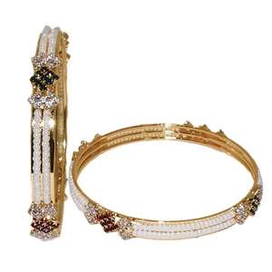 Kriaa Fine <b>Jewelry</b> <b>Set</b> Gold-Plated Austrian Stone <b>Pearl</b> Bangle - Product Image 1