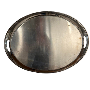 Bandeja de Servir Ovalada Moderna de Acero Inoxidable con Asas Recortadas, Bandeja de Metal de Alta Calidad para Bar, Cocina y Restaurante - Product Image 1