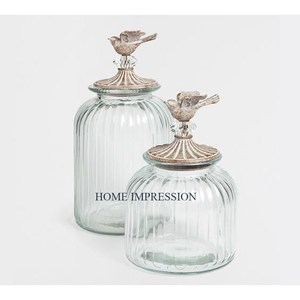 Leaf Designing Hammered Metal Fancy Border Household Spices Containers Deluxe Quality Round Metal <b>Glass</b> Kitchen Ware Accessories - Product Image 2