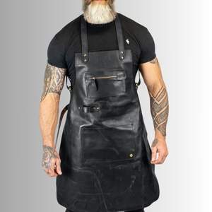 Luxury Genuine <b>Leather</b> Unisex <b>Apron</b> for BBQ Kitchen Carpentry Use with Customizable Color Logo & Size OEM/ODM Available - Product Image 1