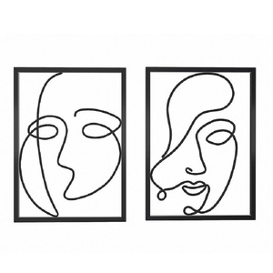 Minimaliste Noir Métal Mur Art Abstrait Élégant Femme Visage Dessin Figure Maison Suspendus Décoration Cuisine Salon - Product Image 1