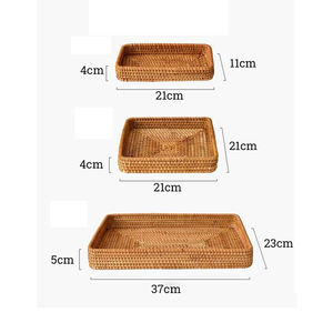 Natural Handmade Rectangular Woven Rattan Storage <b>Basket</b> <b>Tray</b> Ready to Export Serving <b>Trays</b> - Product Image 5