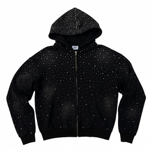 เสื้อมีฮู้ดของผู้ชายผ้าคอตตอน100% สำหรับฤดูหนาวปักลายด้วยซิปสีจาง - Product Image 6