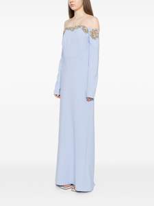 Robe longue en satin bleu clair, style A, sexy, à bretelles, à lacets sur le devant, manches longues, antistatique, respirante, taille naturelle, décontractée, usage quotidien - Product Image 2