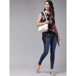 เสื้อเบลาส์และเสื้อเชิ้ตผ้าเรยอนสำหรับผู้หญิงเสื้อทรงพอดีตัวสไตล์เขตร้อน - Product Image 4