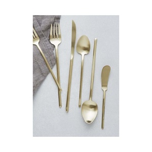 Set de couverts en acier inoxydable plaqué or avec baguettes design, ustensiles, fourchettes, cuillères, couteaux, couverts en acier - Product Image 1