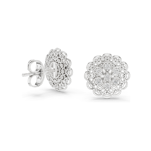 Floral Lab Diamond <b>Stud</b> Earrings 0.126 CT EF VVS-VS Lab-Grown Diamonds 18KT, 14KT, 10KT Gold & 925 <b>Silver</b> Rose, Yellow, - Product Image 6