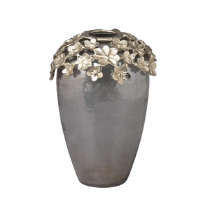 Florero de Metal dorado de mejor diseño Florero de piso de alta calidad con forma redonda 13x6,5x13 pulgadas Tamaños decorativos - Product Image 2
