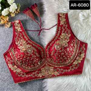 Nuevo diseñador étnico, seda italiana suave y pura pesada con blusa de tricot Fuising con Secuencia de trabajo hecho a mano pesada y trabajo de hilo de codificación - Product Image 4