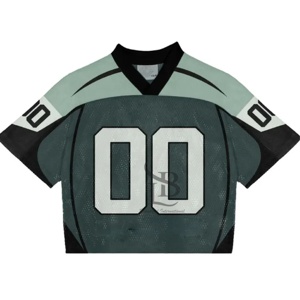Venta al por mayor personalizada Boxy Mesh O Neck Jersey Streetwear Oversized Mesh American Football Jersey T-shirt Men Mesh Football Shirt - Product Image 6