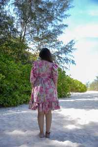 Essentiel indien et pakistanais confortable robe florale grise pour les fêtes d'été derniers vêtements de fête - Product Image 4