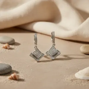 Boucles d'oreilles pendantes en argent 925 pour femmes, plaquées or rose, style religieux classique, bijoux délicats, perle, diamant, platine - Product Image 3