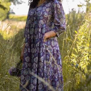 Nouvelle robe bohème Floria main bloc imprimé coton robe florale éthique à la main été décontracté Occasion porter - Product Image 1