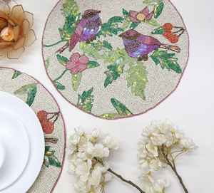 <b>Beaded</b> <b>Placemat</b> Handmade Round Charger for Luxury Dining & Holiday Decor Unique Piece Handmade <b>Beaded</b>, <b>Placemat</b>, Housewarming - Product Image 4