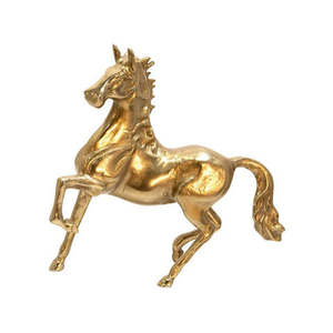 Sculpture de cheval en aluminium moulé tendance avec finition dorée, design Art Déco - Décoration d'intérieur personnalisable et cadeau de mariage - Product Image 1