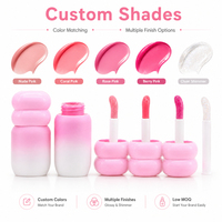 Tube de gloss à lèvres Mochi dégradé rose raisin, forme gourde mate, avec logo personnalisé, pour marque privée, vente en gros, fournisseur de maquillage OEM