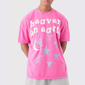 Camiseta extragrande 100% de algodón personalizada para hombre, talla grande, lavado ácido con logotipo estampado de patrón sólido, corte grande y alto - Product Image 4