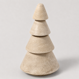 Wholesale Handmade Beige Travertine Christmas Tree Figurine Natural Stone Tabletop Holiday Decoration for Home Hotel Gift - Product Image 2