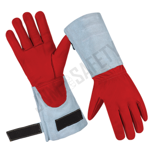 Guantes de cuero Partido de grano de piel de vaca tratados con fuego con forro de tela Nomex soldadura guantes de seguridad TIG resistentes al calor resistentes al fuego - Product Image 2