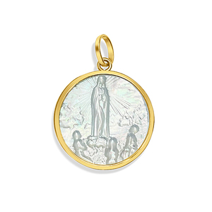 Ciondolo in oro pregiato medaglia Fátima fascino vergine - Product Image 1