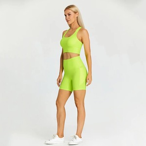 Conjunto de Yoga a la moda, ropa deportiva, conjunto de Yoga, trajes de gimnasio, Top corto acolchado, sujetador, bolsillos, pantalones cortos deportivos, conjunto de 2 piezas, entrenamiento - Product Image 3