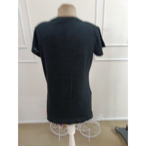 เสื้อเบลาส์ผ้าถักลายเคเบิ้ลคอวีแขนสั้นสำหรับผู้หญิง รุ่น 35882 - สีดำ - Product Image 5