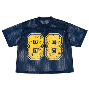 Camiseta de malla cuadrada para hombre, jersey de hombro caído, transpirable, ligera, de secado rápido, con impresión de logotipo personalizado, OEM - Product Image 2