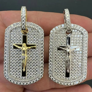 925 Sterling Silver White Round Cut Moissanite Diamond Jesus Pendant - Product Image 1