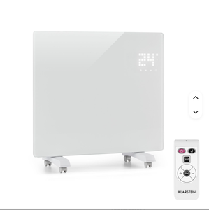 Termoconvettore 2000W da Parete Portatile con Telecomando e Controllo tramite App, Display Temperatura, Timer 7 Giorni, Classe IP24, Efficienza Energetica, Vetro - Product Image 1