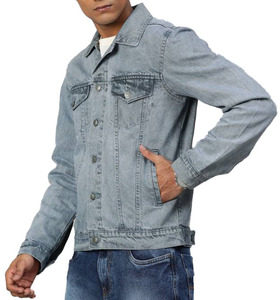 Veste en jean bleu clair surdimensionnée à la mode vêtements d'extérieur décontractés pour un usage quotidien - Product Image 1