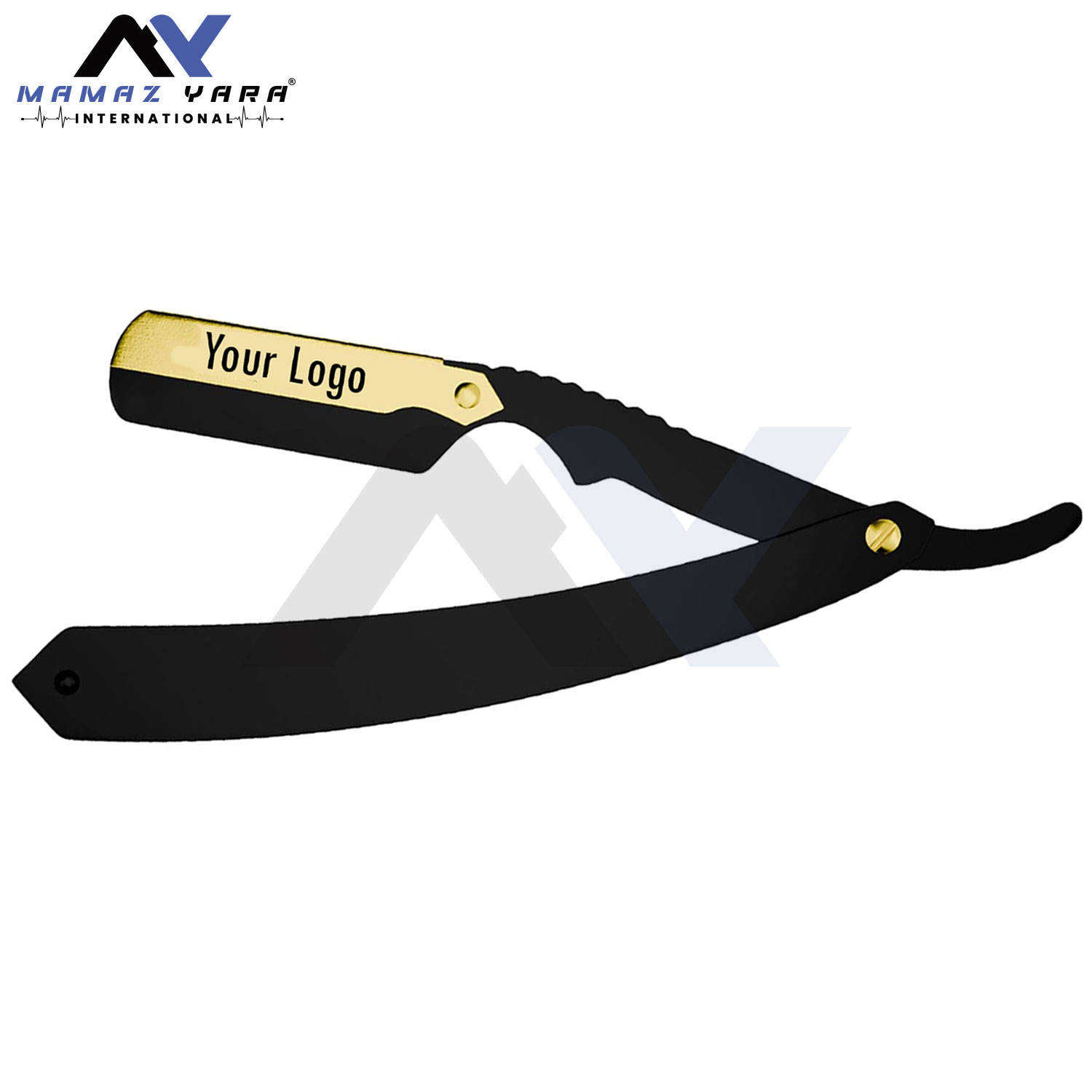 Negro con mango de acero inoxidable