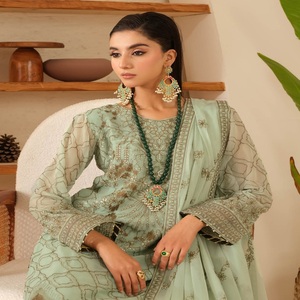 ชุดเดรส Anarkali สำหรับผู้หญิงผ้าชีฟองปักลาย3ชิ้นสำหรับงานแต่งงานชุดส่าหรี - Product Image 5