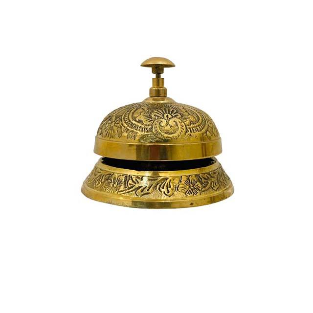 Solid Brass Hotel Contador Serviço Clerk Recepção Chamada Anel Desk Bell para Escritório & Escola Calling Table Bell Printing Amor Índia