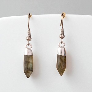 Pendientes colgantes de piedras preciosas de labradorita con punta de plata 925-Pendientes chapados en oro al por mayor-Pendientes hechos a mano para mujer - Product Image 1