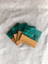 Sous-verres écologiques en bois de résine de luxe faits à la main de haute qualité avec support décor de table en forme de couleur personnalisée Logo personnalisé utiliser - Product Image 4