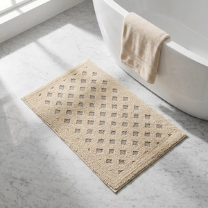 DarianA Softa Beige Diamond Cotton <b>Rug</b> 45x75 cm Recycled Tufted Washable Indoor Floor Mat <b>Boho</b> Style - Product Image 1