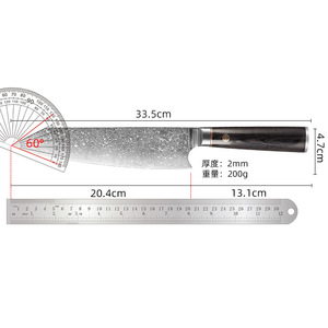 Commandes en gros personnalisées OEM ODM Service couteau de cuisine en acier Damas à lame fixe couteau de chef couteau japonais de coupe - Product Image 5