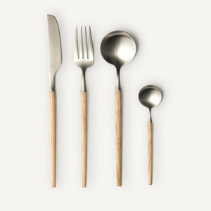 Juego de cubiertos para ensalada de acero inoxidable con mangos de madera de acacia, precio directo de fábrica, para mesa de comedor en el hogar y hoteles, en oferta. - Product Image 3