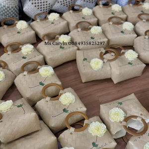 กระเป๋าตะกร้าพลาสติกสานมือพร้อมด้ามจับหนังสินค้าหัตถกรรมจาก0084935825297WA งานฝีมือจากผู้ผลิตในเวียดนาม - Product Image 3