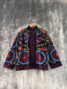 Elegant Handmade Velvet Suzani Floral Embroidered <b>Jacket</b> – Luxury Ethnic Boho Women's Statement Coat - Product Image 4