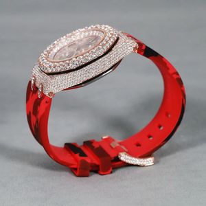 Top marque de luxe automatique mécanique montre pour hommes Moissanite cadran rouge mouvement à Quartz marque japonaise analogique verre caoutchouc ceinture - Product Image 4