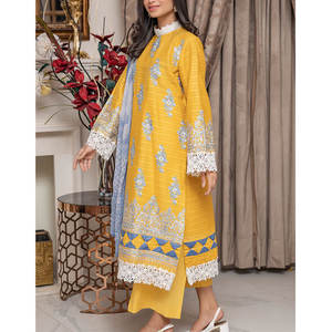 Últimos trajes de césped amarillos para mujer de moda paquistaní vestidos Salwar de verano de alta calidad con diseño único a la venta - Product Image 5