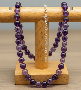 <b>Top</b> Selling Natural Amethyst Beaded Necklace for <b>Women</b> 18-Inch <b>Silver</b> 925 Lock Hand Knotted Design Trendy Fashion Accessory Gift - Product Image 5